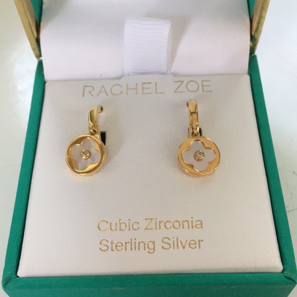 Gold Mini Hoops with Dangly Flowers